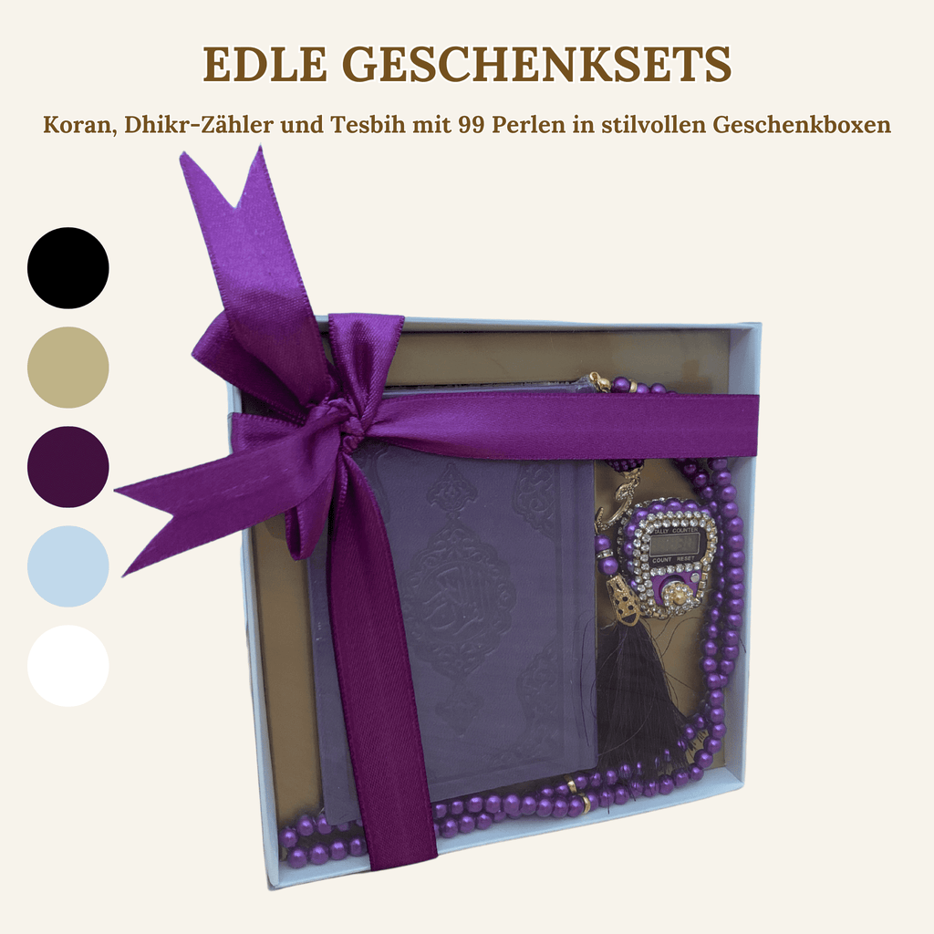 Quran, Dhikr Counter, and 99 Bead Tesbih in Stylish Gift Boxes