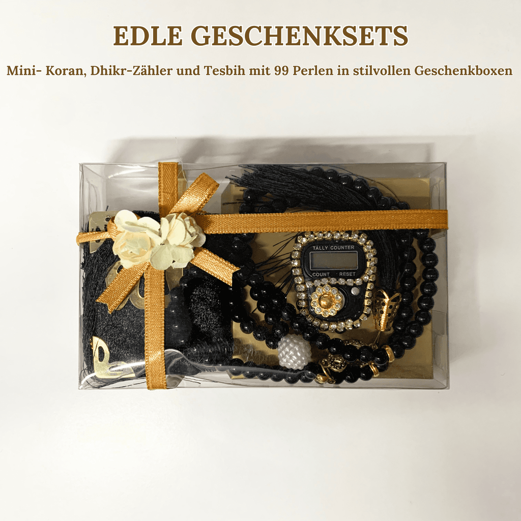 Mini Quran, Dhikr Counter, and 99-Bead Tesbih in Stylish Gift Boxes 