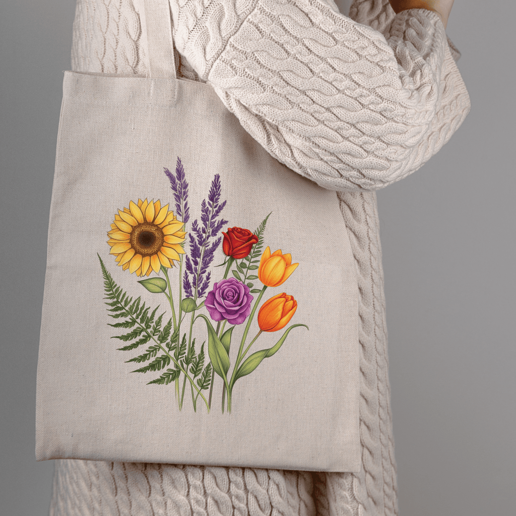 Floral Pattern Organic Cotton Bag