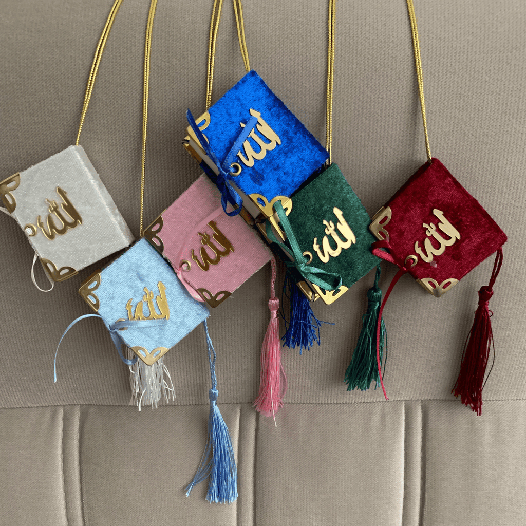 High-Quality Mini Quran in 6 Velvet Colors with Gold Arabic "ALLAH" Calligraphy